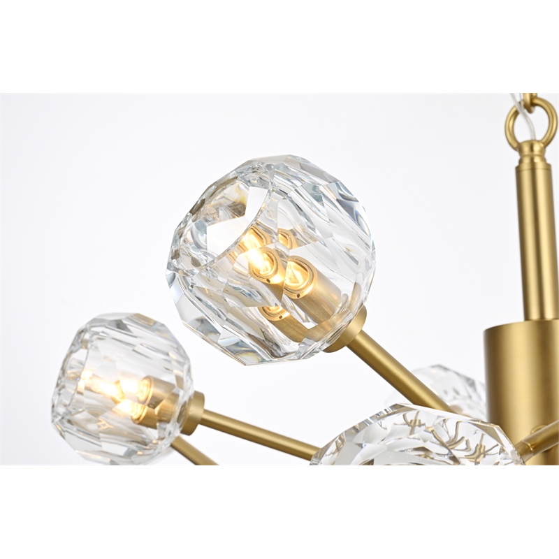 Elegant Lighting Graham 10-Light Modern Crystal/Iron Pendant in Gold