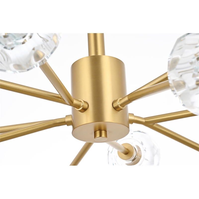 Elegant Lighting Graham 10-Light Modern Crystal/Iron Pendant in Gold