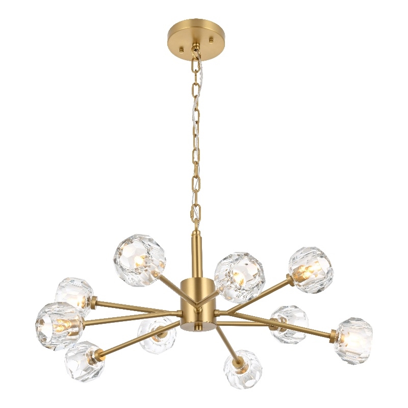 Elegant Lighting Graham 10-Light Modern Crystal/Iron Pendant in Gold