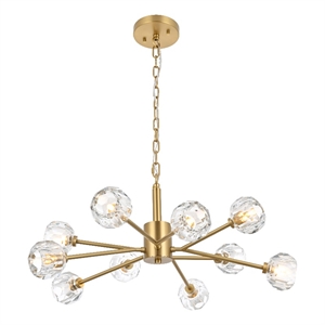 Elegant Lighting Graham 10-Light Modern Crystal/Iron Pendant in Gold