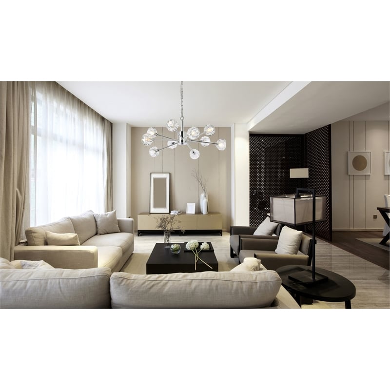 Elegant Lighting Graham 10-Light Modern Crystal Pendant in Chrome