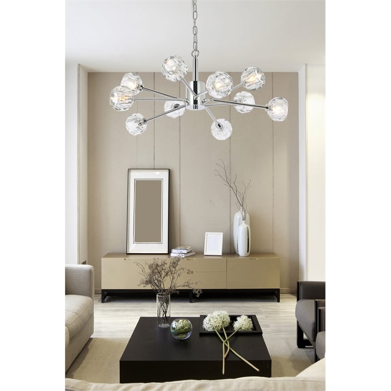 Elegant Lighting Graham 10-Light Modern Crystal Pendant in Chrome