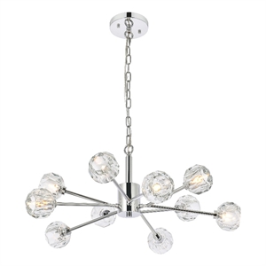 Elegant Lighting Graham 10-Light Modern Crystal Pendant in Chrome