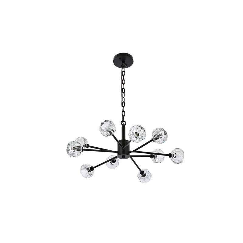 Elegant Lighting Graham 10-Light Modern Crystal Pendant in Black