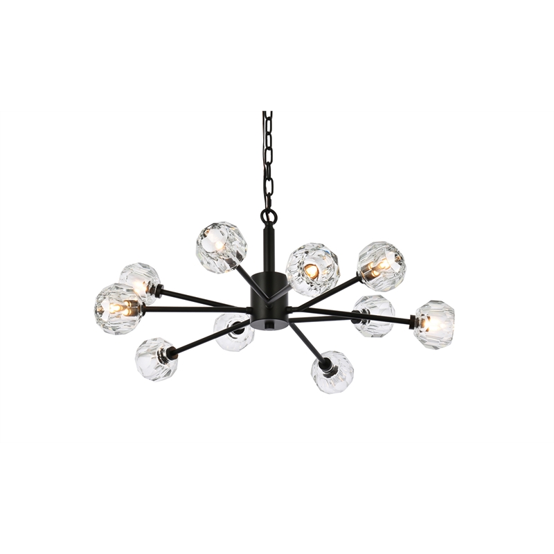 Elegant Lighting Graham 10-Light Modern Crystal Pendant in Black