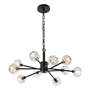 Elegant Lighting Graham 10-Light Modern Crystal Pendant in Black