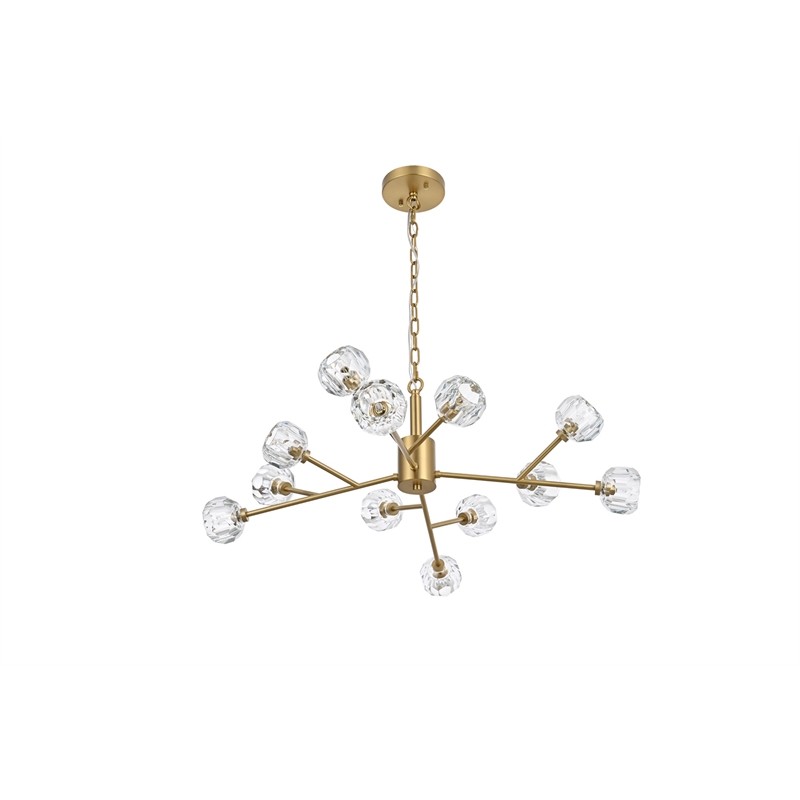 Elegant Lighting Graham 12-Light Modern Crystal/Iron Pendant in Gold