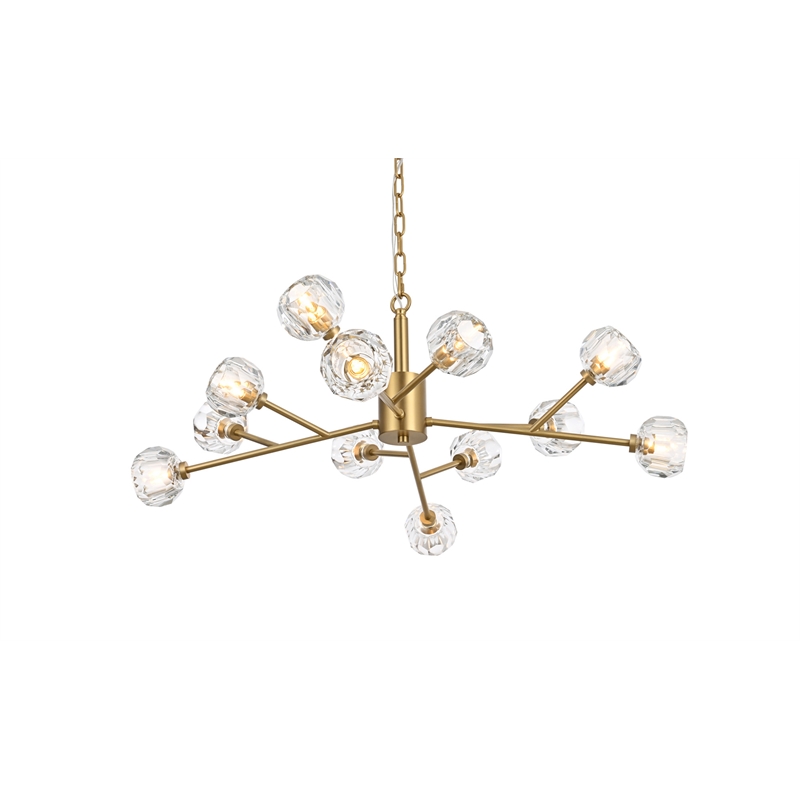 Elegant Lighting Graham 12-Light Modern Crystal/Iron Pendant in Gold