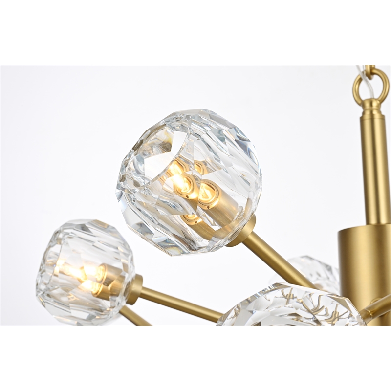 Elegant Lighting Graham 12-Light Modern Crystal/Iron Pendant in Gold