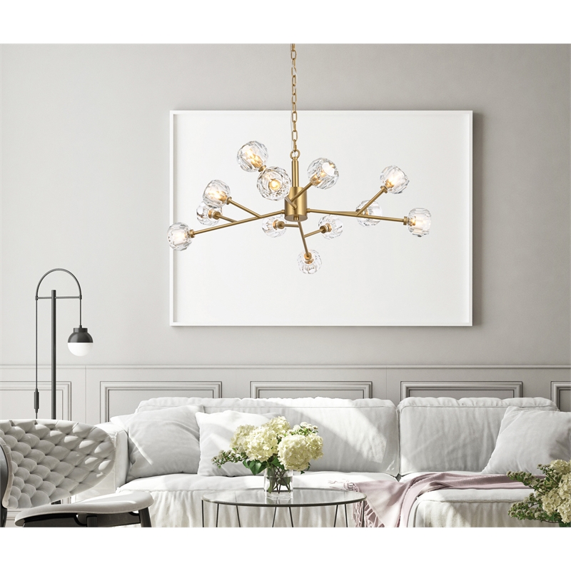 Elegant Lighting Graham 12-Light Modern Crystal/Iron Pendant in Gold
