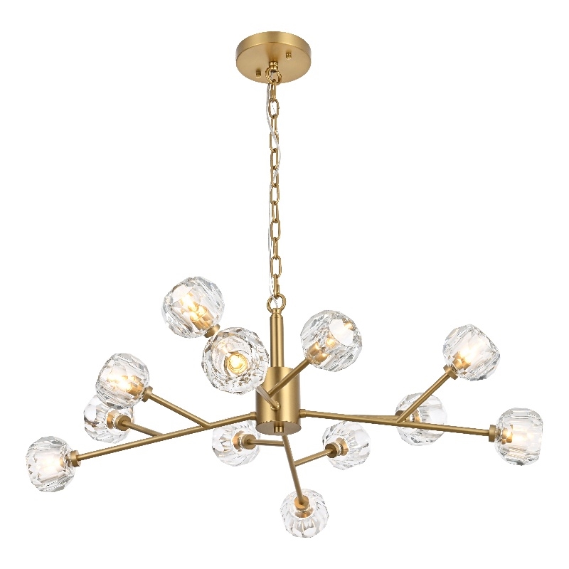 Elegant Lighting Graham 12-Light Modern Crystal/Iron Pendant in Gold