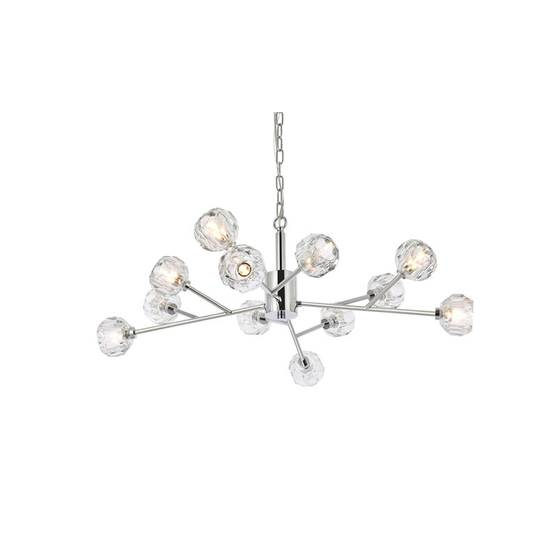 Elegant Lighting Graham 12-Light Modern Crystal Pendant in Chrome