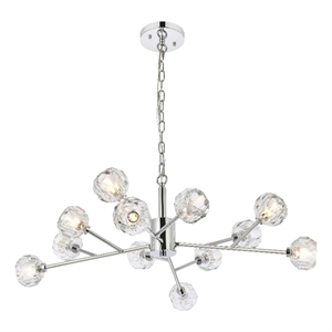 Elegant Lighting Graham 12-Light Modern Crystal Pendant in Chrome