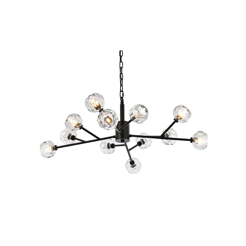 Elegant Lighting Graham 12-Light Modern Crystal Pendant in Black