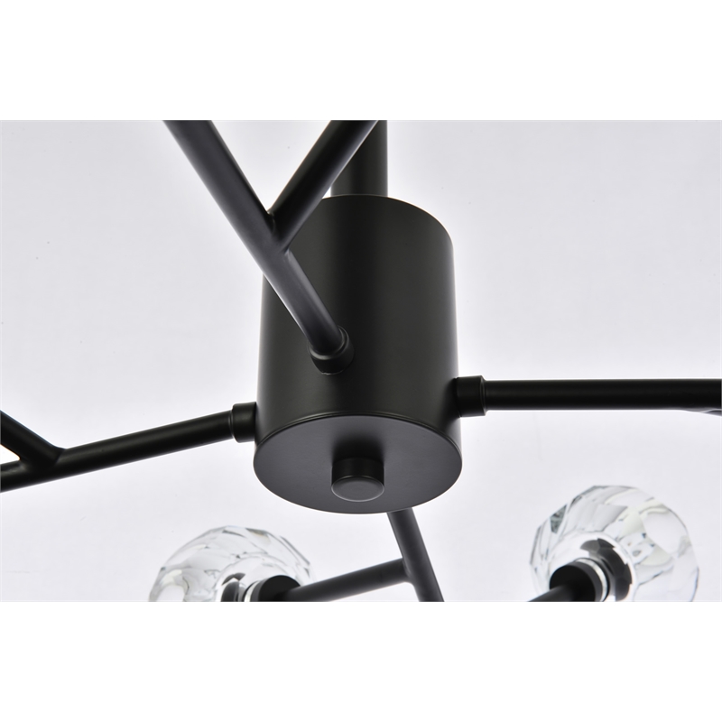 Elegant Lighting Graham 12-Light Modern Crystal Pendant in Black