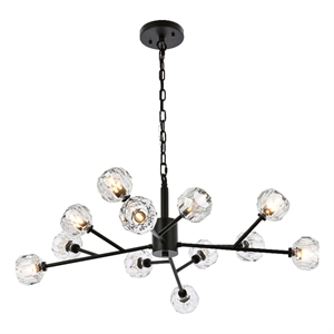 Elegant Lighting Graham 12-Light Modern Crystal Pendant in Black