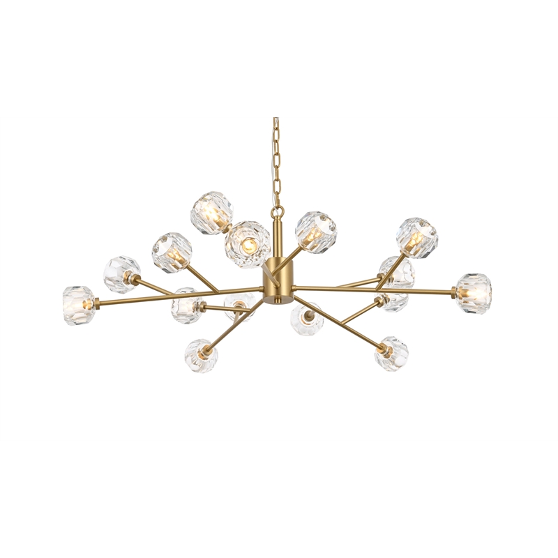 Elegant Lighting Graham 15-Light Modern Crystal/Iron Pendant in Gold