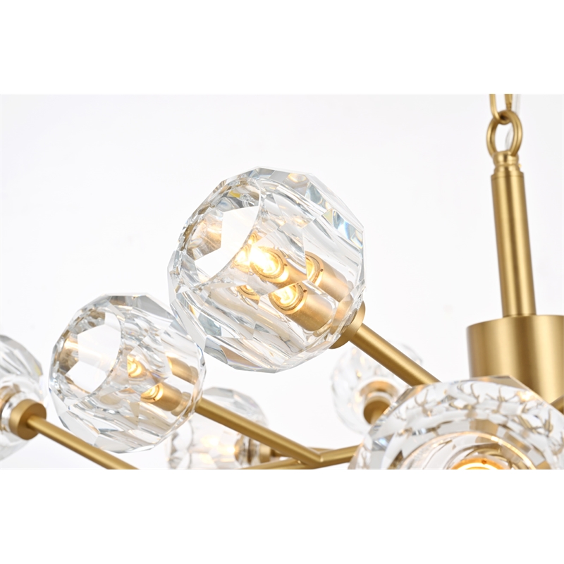 Elegant Lighting Graham 15-Light Modern Crystal/Iron Pendant in Gold