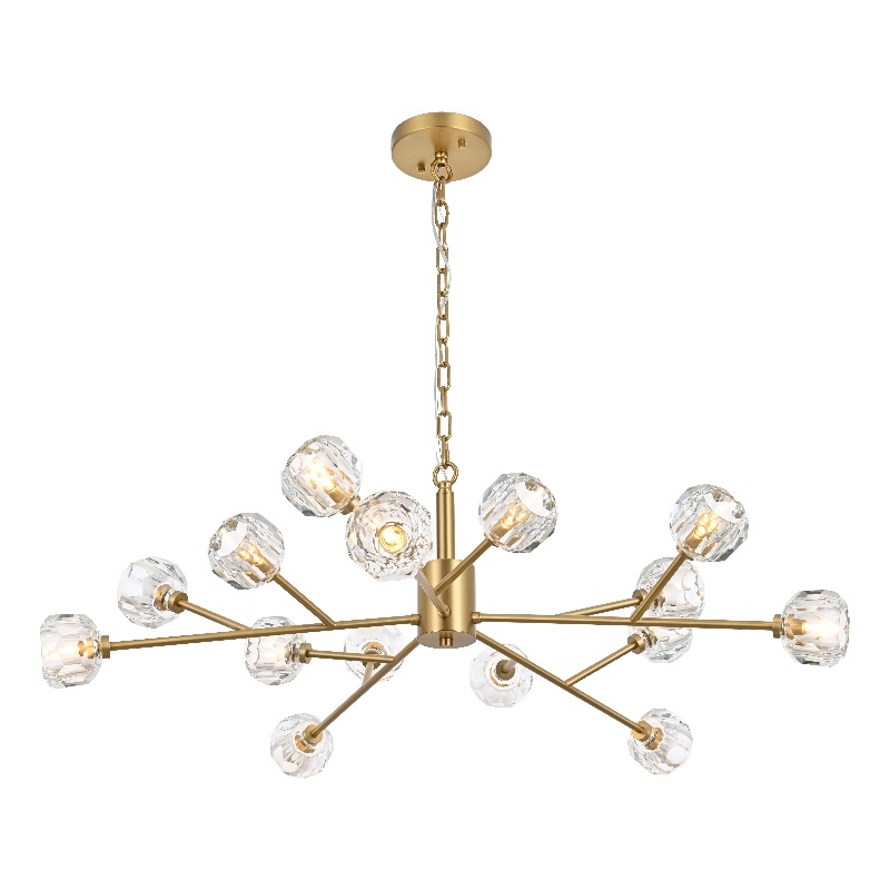 Elegant Lighting Graham 15-Light Modern Crystal/Iron Pendant in Gold