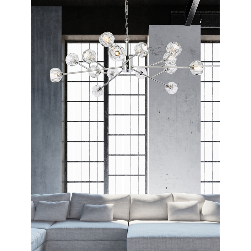Elegant Lighting Graham 15-Light Modern Crystal Pendant in Chrome