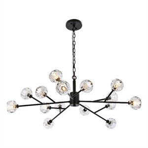 Elegant Lighting Graham 15-Light Modern Crystal Pendant in Black
