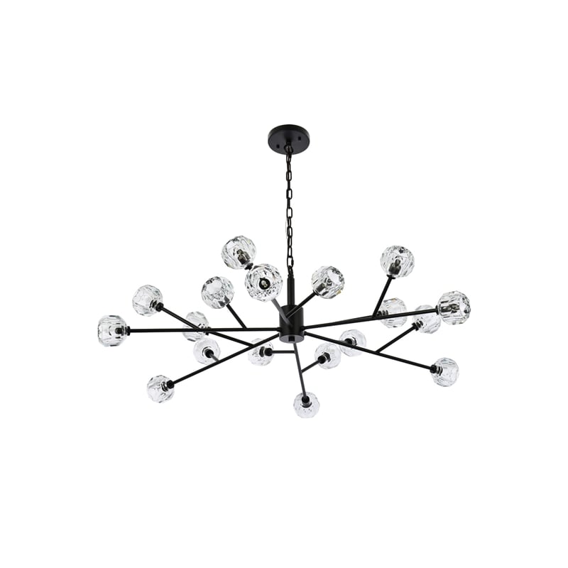 Elegant Lighting Graham 18-Light Modern Crystal Pendant in Black
