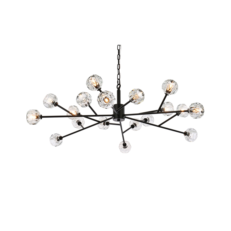 Elegant Lighting Graham 18-Light Modern Crystal Pendant in Black