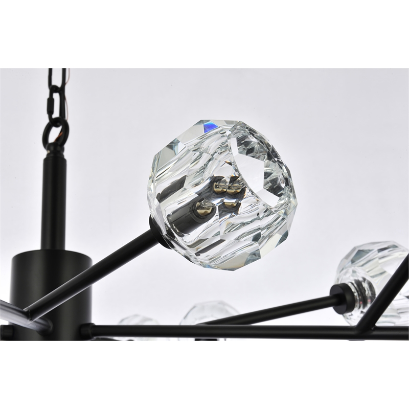 Elegant Lighting Graham 18-Light Modern Crystal Pendant in Black