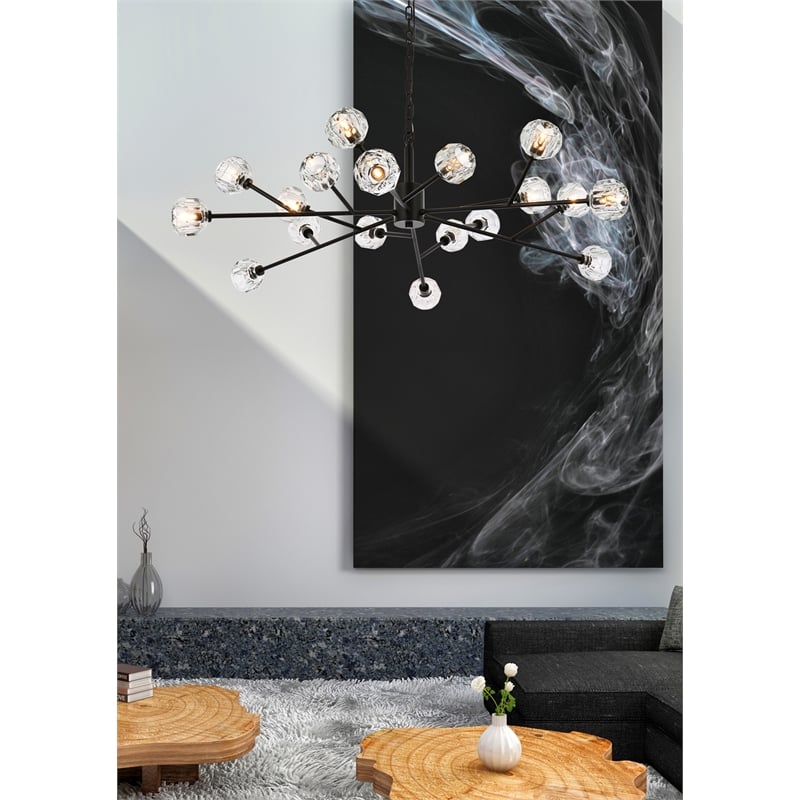 Elegant Lighting Graham 18-Light Modern Crystal Pendant in Black