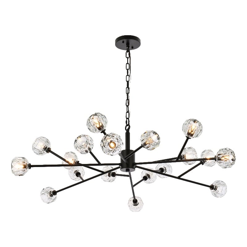 Elegant Lighting Graham 18-Light Modern Crystal Pendant in Black