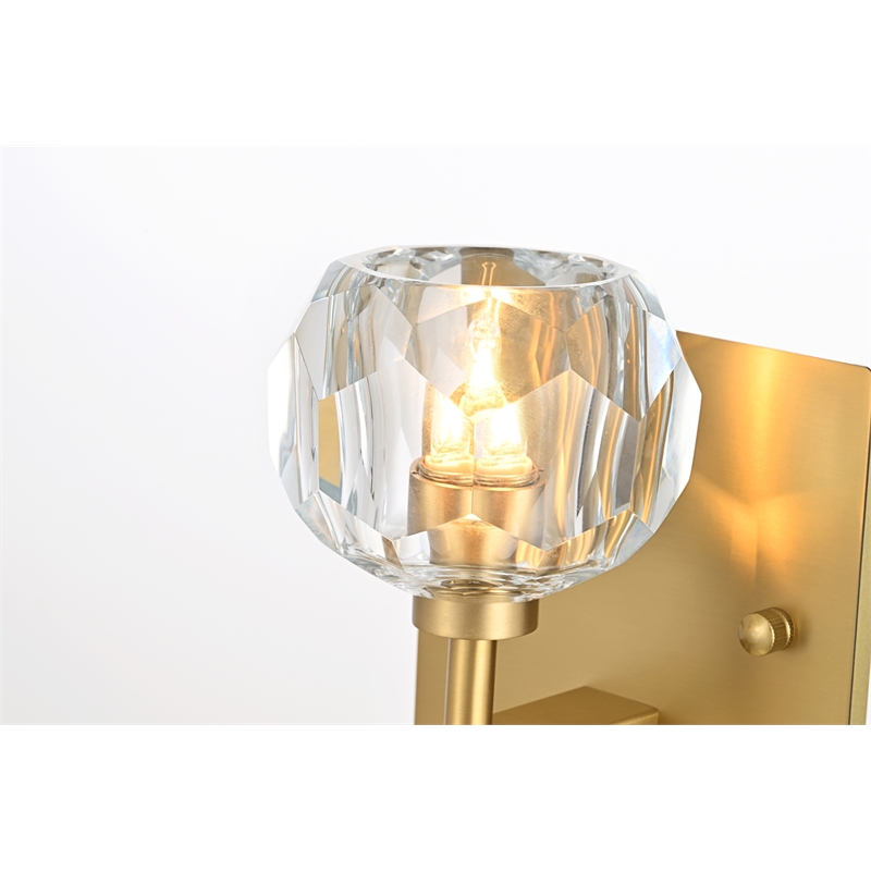 Elegant Lighting Graham 1-Light Modern Crystal Wall Sconce in Gold