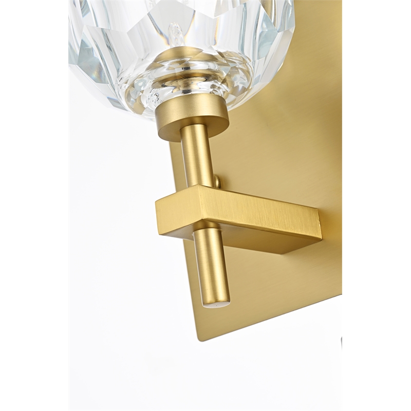 Elegant Lighting Graham 1-Light Modern Crystal Wall Sconce in Gold