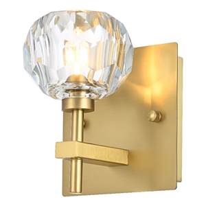 Elegant Lighting Graham 1-Light Modern Crystal Wall Sconce in Gold