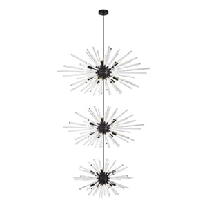 Elegant Lighting Sienna 46&quot 30-Light Metal/Glass Chandelier in Black/Clear