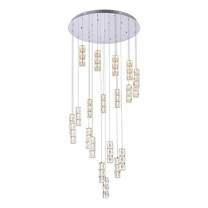 Elegant Lighting Polaris 38&quot Stainless Steel/Crystal Chandelier in Chrome/Clear