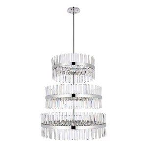 Elegant Lighting Serephina 36&quot Modern Metal/Crystal Chandelier in Chrome/Clear