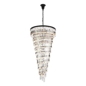 Elegant Lighting Sydney 36.5&quot Metal/Crystal Chandelier in Matte Black/Clear