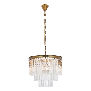 Elegant Lighting Sydney 20&quot 9-Light Metal/Crystal Chandelier in Satin Gold/Clear