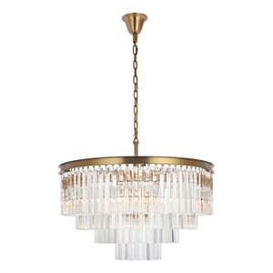 Elegant Lighting Sydney 32&quot Modern Metal/Crystal Chandelier in Satin Gold/Clear