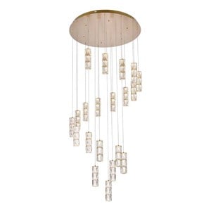 Elegant Lighting Polaris 38&quot Stainless Steel/Crystal Chandelier in Gold/Clear