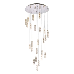 Elegant Lighting Polaris 42&quot Stainless Steel/Crystal Chandelier in Chrome/Clear