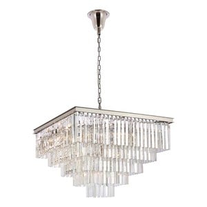 Elegant Lighting Sydney 34&quot Metal/Crystal Chandelier in Polished Nickel/Clear
