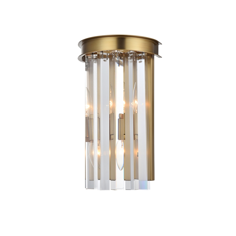 Elegant Lighting Sydney 2-Light Metal/Crystal Wall Sconce in Satin Gold/Clear