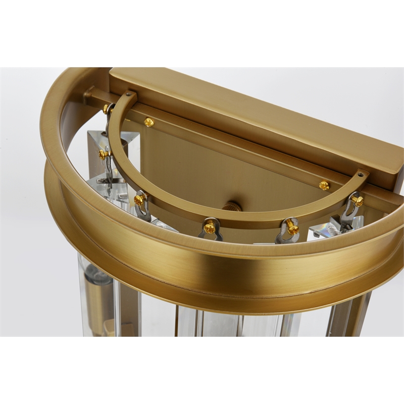 Elegant Lighting Sydney 2-Light Metal/Crystal Wall Sconce in Satin Gold/Clear