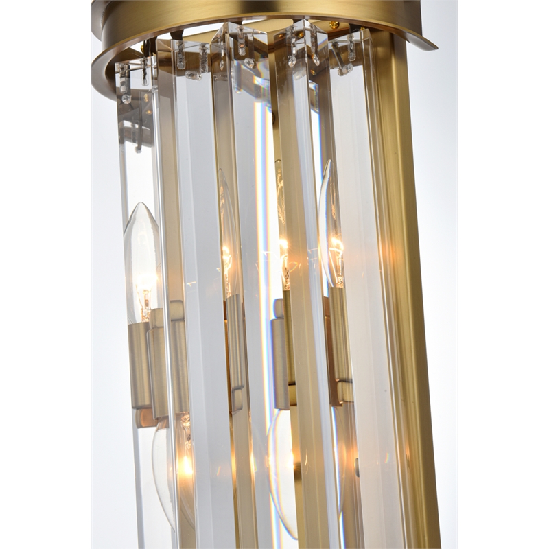 Elegant Lighting Sydney 2-Light Metal/Crystal Wall Sconce in Satin Gold/Clear
