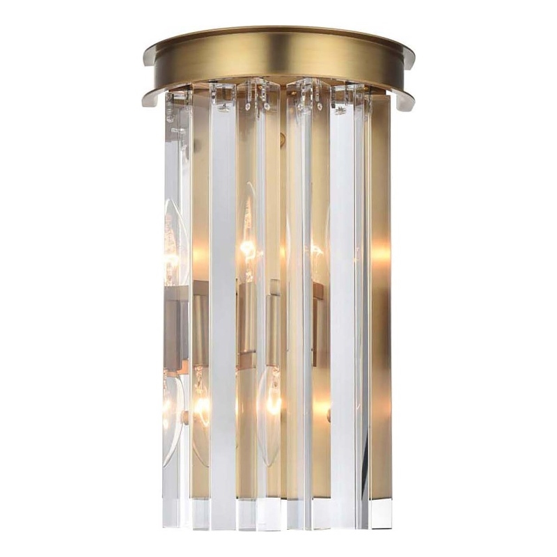 Elegant Lighting Sydney 2-Light Metal/Crystal Wall Sconce in Satin Gold/Clear