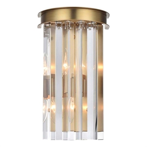 Elegant Lighting Sydney 2-Light Metal/Crystal Wall Sconce in Satin Gold/Clear