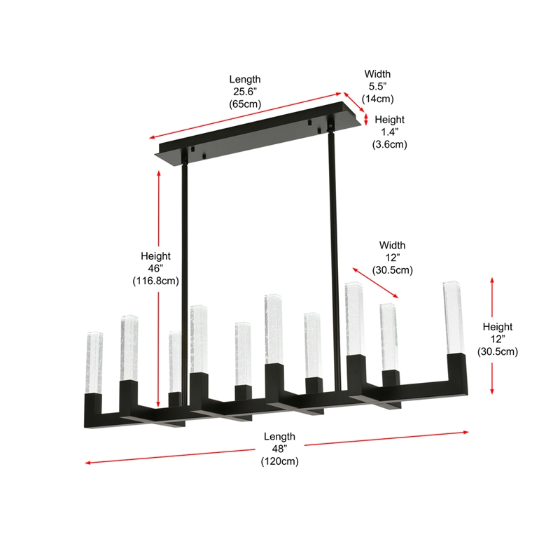 Elegant Lighting Noemi 10-Light Metal Adjustable LED Pendant in Black/Clear