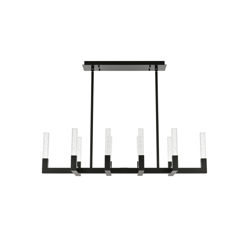 Elegant Lighting Noemi 10-Light Metal Adjustable LED Pendant in Black/Clear