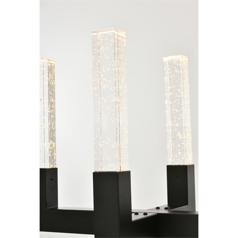Elegant Lighting Noemi 10-Light Metal Adjustable LED Pendant in Black/Clear